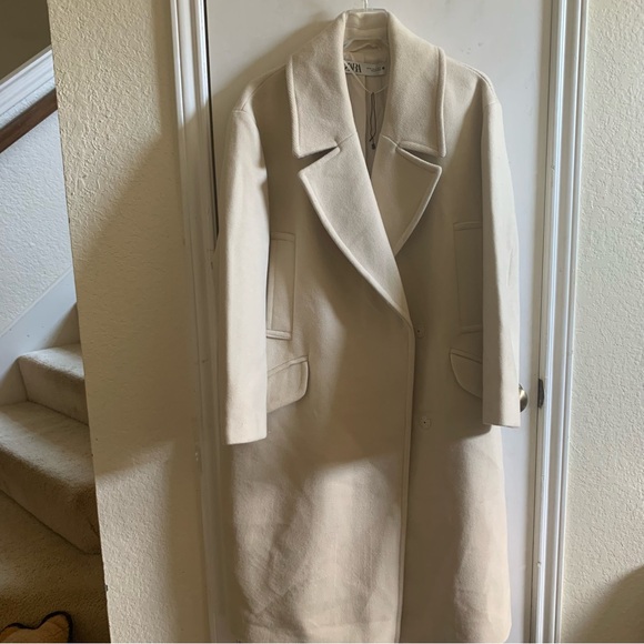 NWT Zara beautiful wool blend oversized vanilla cream jacket coat size XS - Picture 4 of 11